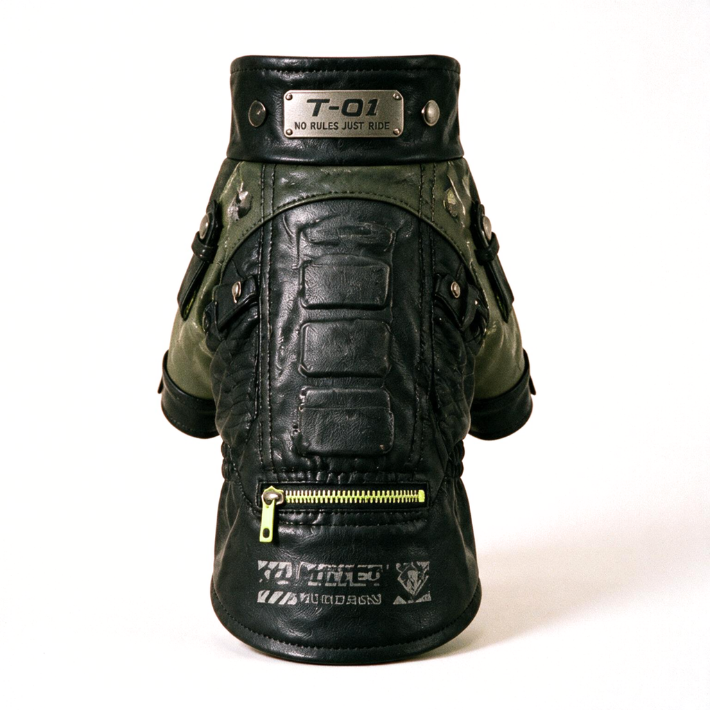 KOVPET NIGHT RIDER Greenline Moto Leather Dog Jacket
