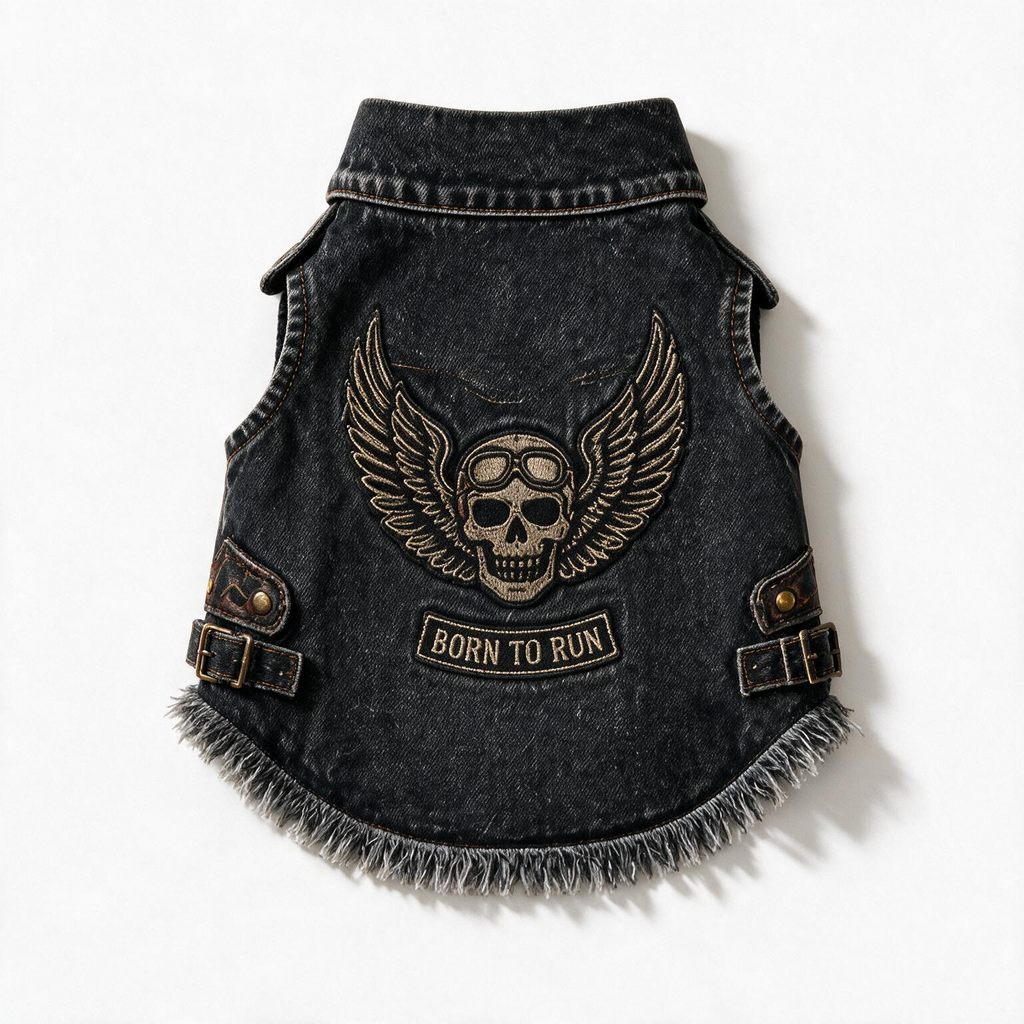 KOVPET Breathable Skull Back Denim Vest for Dogs — Built to Move, Made to Be Seen