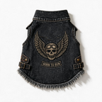 KOVPET Breathable Skull Back Denim Vest for Dogs — Built to Move, Made to Be Seen