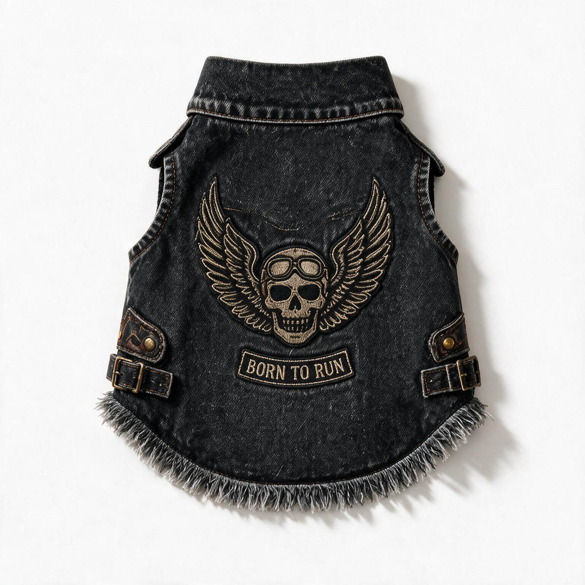KOVPET Breathable Skull Back Denim Vest for Dogs — Built to Move, Made to Be Seen