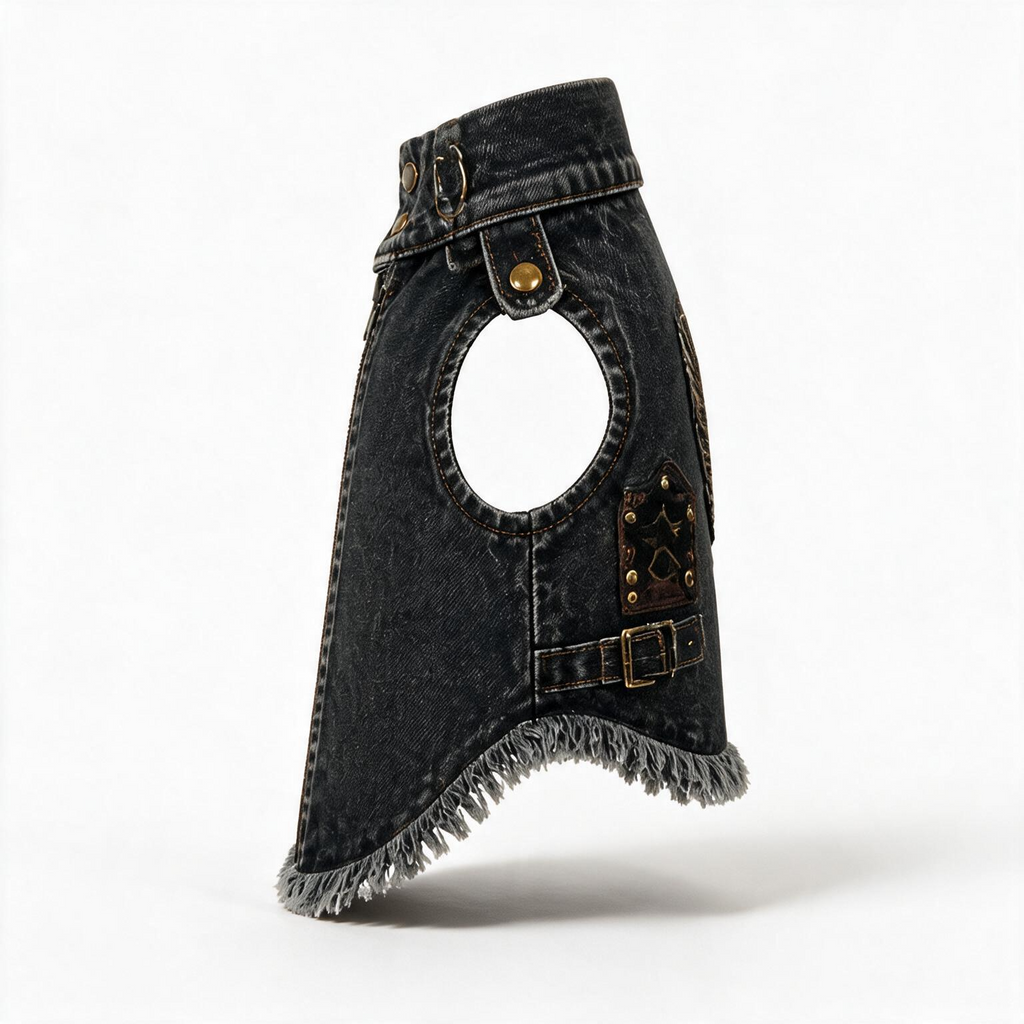 KOVPET Breathable Skull Back Denim Vest for Dogs — Built to Move, Made to Be Seen